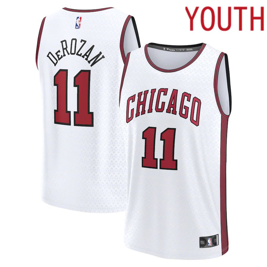 Youth Chicago Bulls 11 DeMar DeRozan Fanatics Branded Silver City Edition 2022-23 Fastbreak NBA Jersey